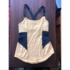 Yellow and black Lululemon workout tank
